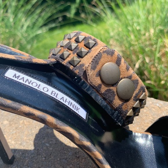 Manolo Blahnik Rocco Studded-toe Heeled Sandal in - Picture 7 of 11